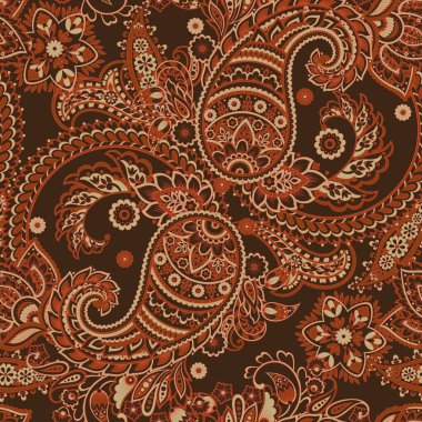 Paisley Süslü, pürüzsüz desen. kalamkari vektör kumaş arkaplanı