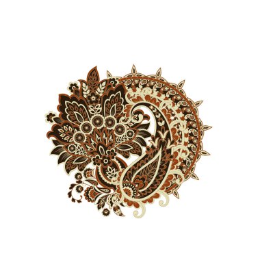 Paisley izole desen. Batik tarzı vintage illüstrasyon