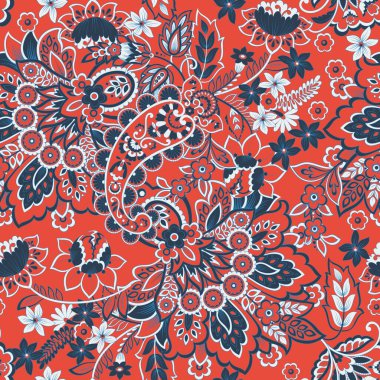 Damask desenli, pürüzsüz vektör deseni. Çiçek bağbozumu arka planı