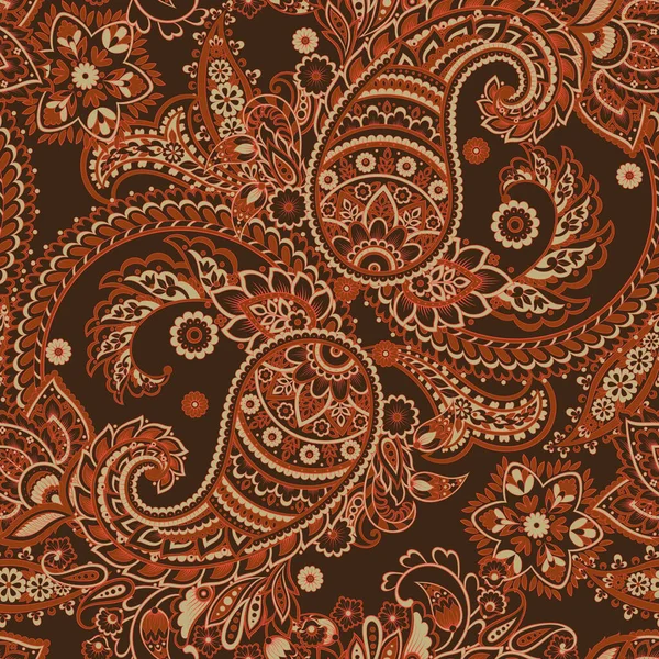 Paisley Patrón Sin Costura Ornamental Kalamkari Vector Tela Fondo — Archivo Imágenes Vectoriales
