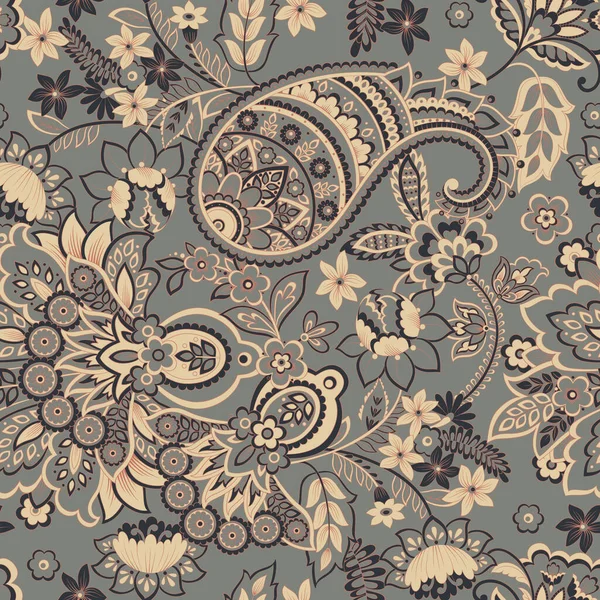 Paisley Floral Oriental Ethtern Motivos Ornamentales Sin Costura Los Patrones — Archivo Imágenes Vectoriales