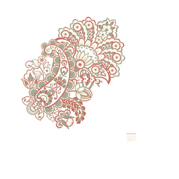 Paisley Blommig Orientalisk Isolerad Mönster — Stock vektor