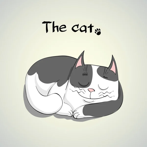 Иллюстрация Милой Спящей Улыбающейся Кошки — стоковое фото