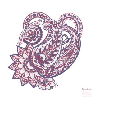 Paisley isolated. Card with paisley isolated for design. Paisley vector pattern. Embroidery floral vector pattern.
