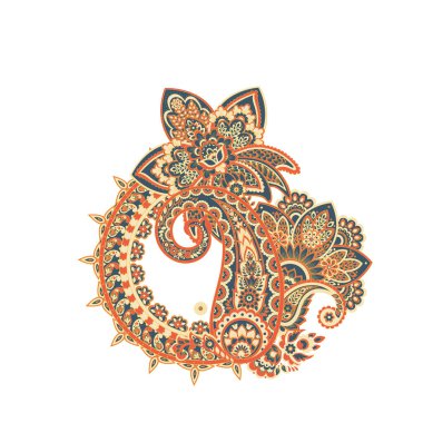 Paisley Floarl yalıtılmış desen. Batik biçiminde vektör illüstrasyonu