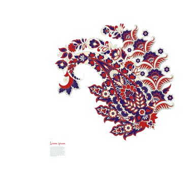 Paisley izole edilmiş. Tasarım için izole edilmiş desenli kart. Paisley vektör deseni.