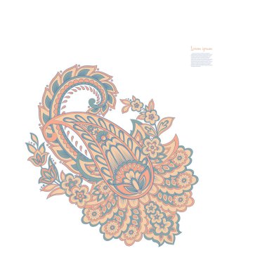 Paisley Çiçek Doğulu Etnik Düzen. Vektör Damask Süslemesi