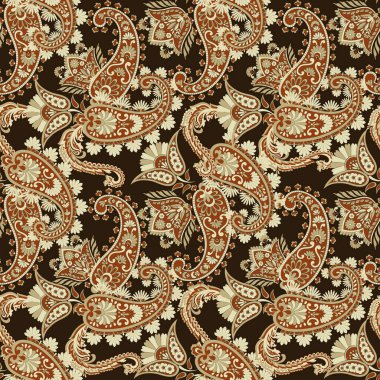 Paisley Çiçek Doğulu Etnik Düzen. Kusursuz Vektör Süslemesi. Hint kumaşı desenleri.
