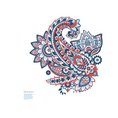 Paisley vektör izole desen. Çiçek Vintage illüstrasyonu