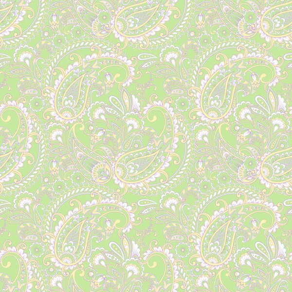 Floral Paisley Ornamental Seamless Pattern Kalamkari Vector Fabric Background — Stock Vector