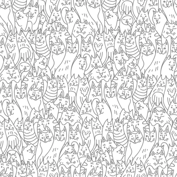Кошки Бесшовный Рисунок Милые Домашние Животные Векторный Фон — стоковый вектор