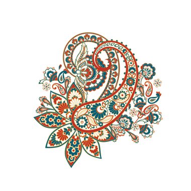 Paisley Vektör Deseni. İzole edilmiş Asya İllüstrasyonu