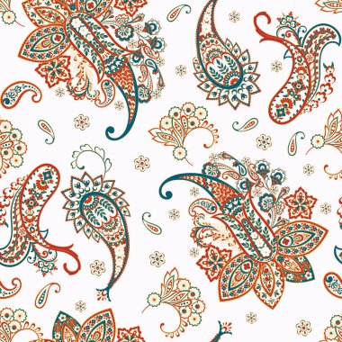 Paisley Süslü, pürüzsüz desen. kalamkari vektör kumaş arkaplanı