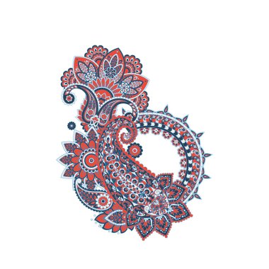Floral isolated pattern with paisley ornament. Vector