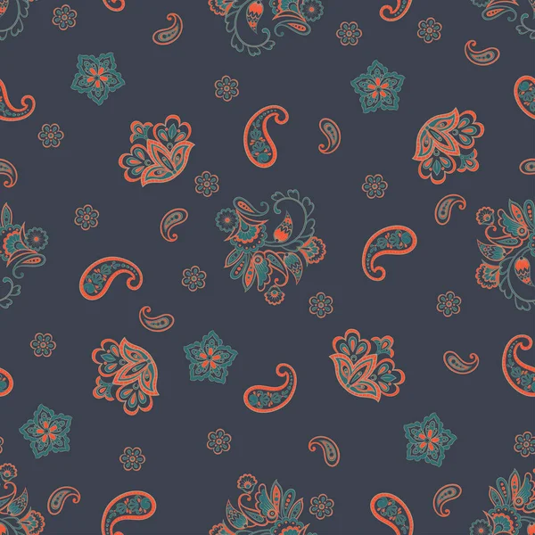Patrón Sin Costura Floral Con Ornamento Paisley Ilustración Vectorial — Archivo Imágenes Vectoriales