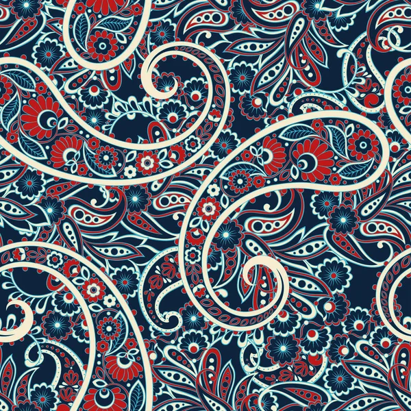 Paisley Seamless Pattern Vector Vintage Background Batik Style — Stock Vector