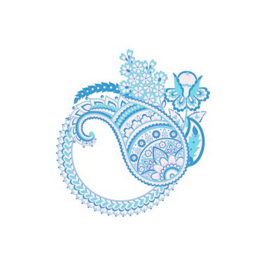 Paisley ile izole edilmiş Hint deseni.