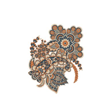 Paisley vektör izole desen. Çiçek Vintage illüstrasyonu