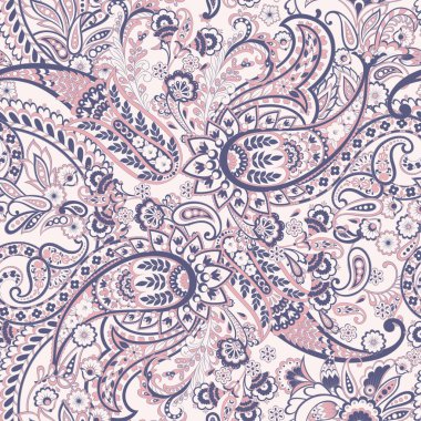 paisley floral vector pattern in damask style. seamless background