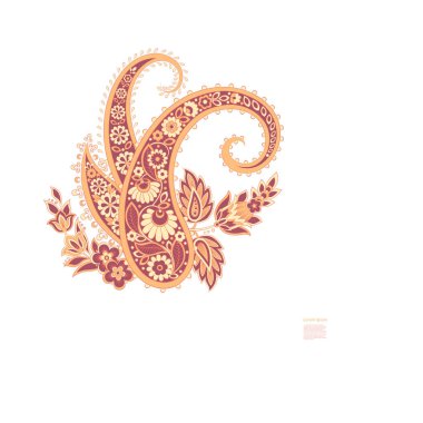 Paisley izole desen. Damask biçimi Vintage illüstrasyonu