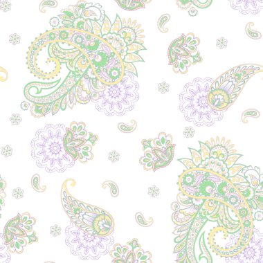 Hint tarzı çiçeklerle Paisley seamless modeli. 