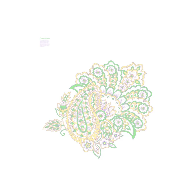 Isolated Paisley Vector Floral Ornament — Stock vektor