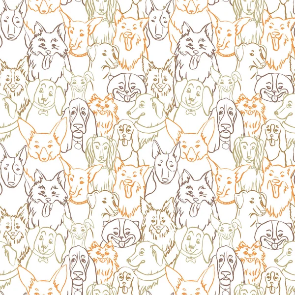 Hundar Sömlös Vektor Mönster Illustration Med Bulldogg Bobtail Tax Bullterrier — Stock vektor