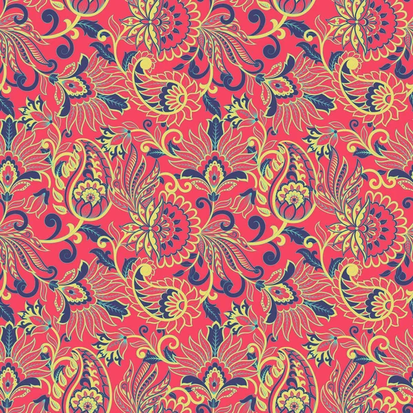 Paisley弗洛里斯东方民族模式 无缝线矢量装饰品 印度织物样式 — 图库矢量图片