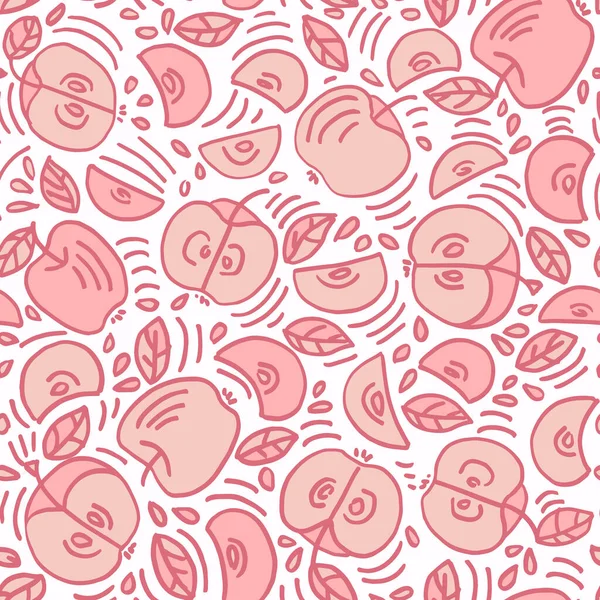 Saftiga Äpplen Sömlös Mönster Vektor Illustration — Stock vektor
