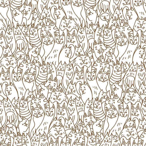 猫のシームレスなパターン 可愛いペットベクトルの背景 — ストックベクタ