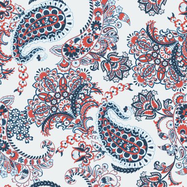 Paisley Çiçek Doğulu Etnik Düzen. Kusursuz Hint kumaşı desenleri.