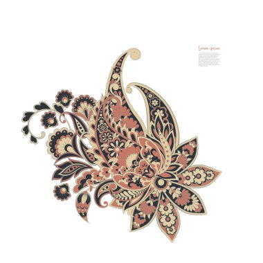 Paisley izole desen. Damask biçimi Vintage illüstrasyonu