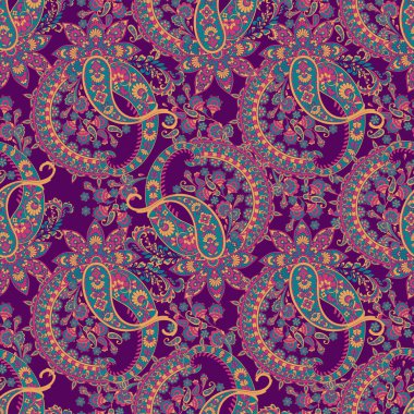 Paisley deseni. Kusursuz Asya Tekstil Arkaplanı