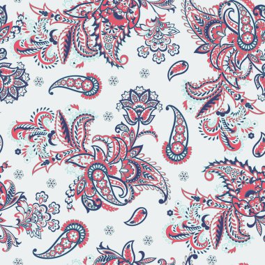 Geleneksel dikişsiz şal deseni. Hint çiçek süsü.