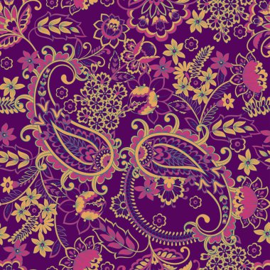 Orante damask background. Paisley seamless pattern