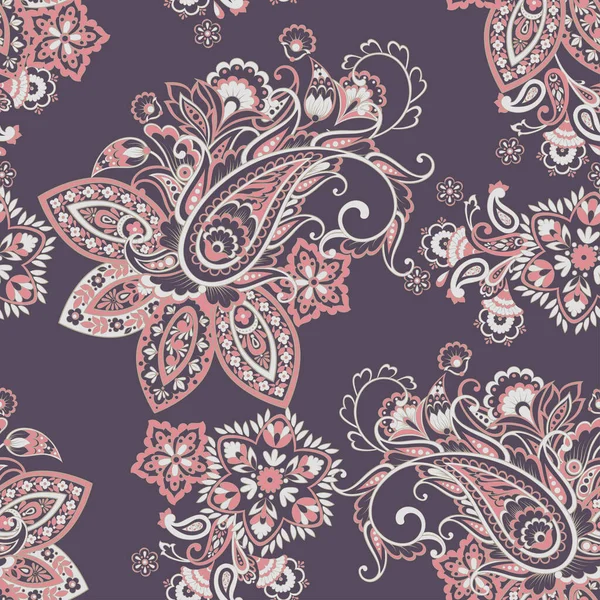 Patrón Vector Paisley Sin Costura Floral — Archivo Imágenes Vectoriales