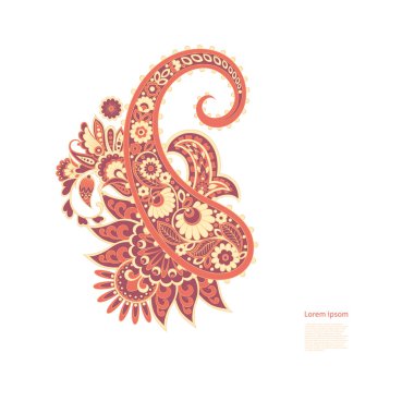 Paisley izole edilmiş. Tasarım için izole edilmiş desenli kart. Paisley vektör deseni