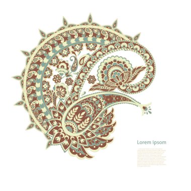 Paisley renkli vektör süsü. 