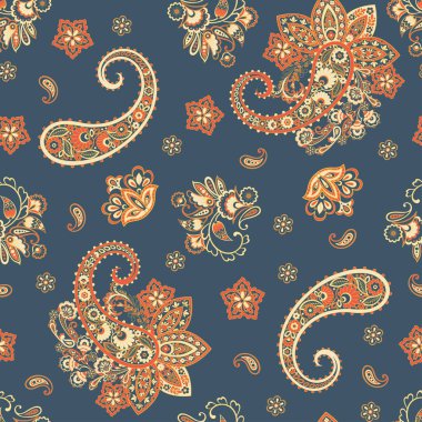Paisley vector seamless pattern. Textile bohemian print. Batik painting. Vintage