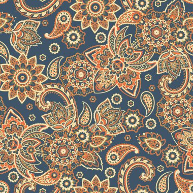 Şal desenli, desensiz bir süs. Çiçek dekoru süsleyin. Vektör illüstrasyonu