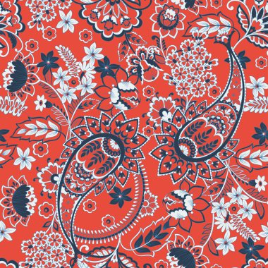 Paisley tarzı, çiçeksiz desen. Süslü Damask arkaplanı