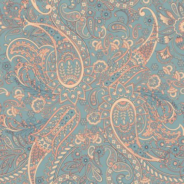 paisley floral vector pattern in damask style. seamless background