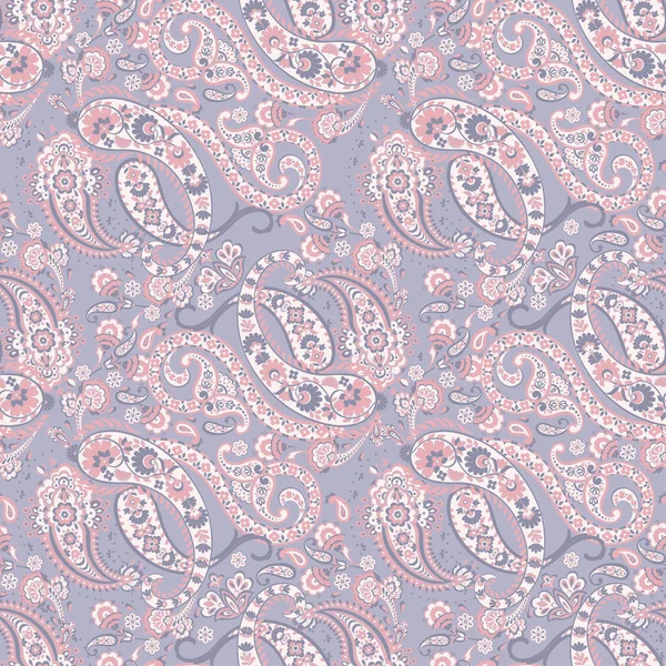 Paisley Ornamental Seamless Pattern Kalamkari Vector Fabric Background — Stock Vector