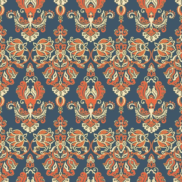 Векторный Барочный Цветочный Узор Классический Цветочный Орнамент Марочная Бесшовная Текстура — стоковый вектор
