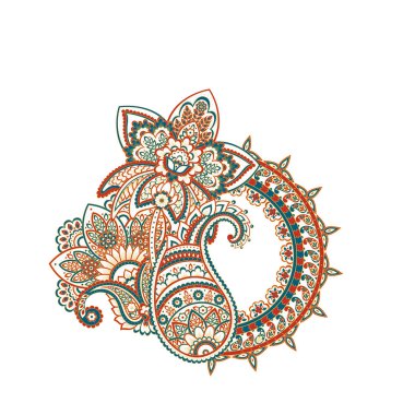 Paisley izole desen. Damask biçimi Vintage illüstrasyonu