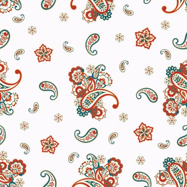 Paisley Süslü, pürüzsüz desen. kalamkari vektör kumaş arkaplanı