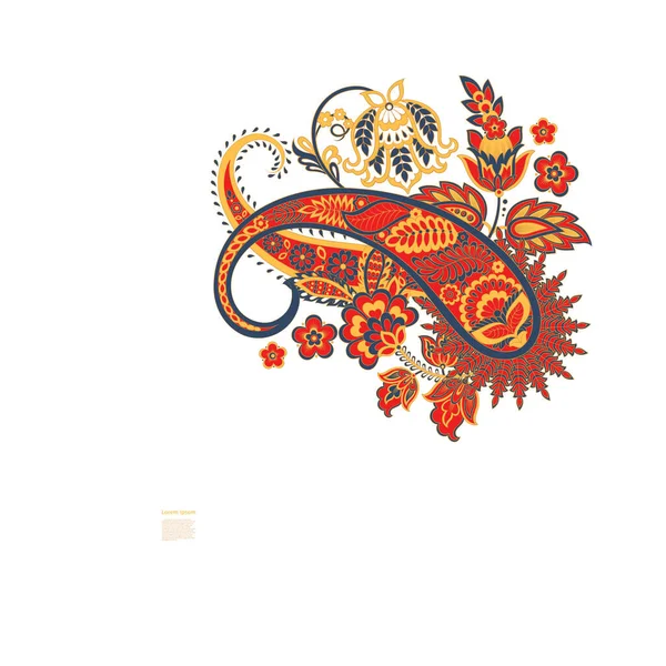 Padrão Isolado Paisley Ilustração Vintage Estilo Batik — Vetor de Stock
