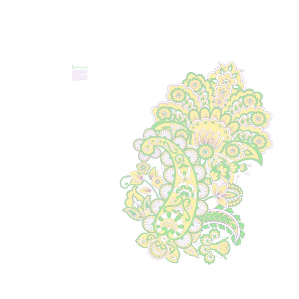 Paisley Květinový Orientální Izolovaný Vzor — Stockový vektor