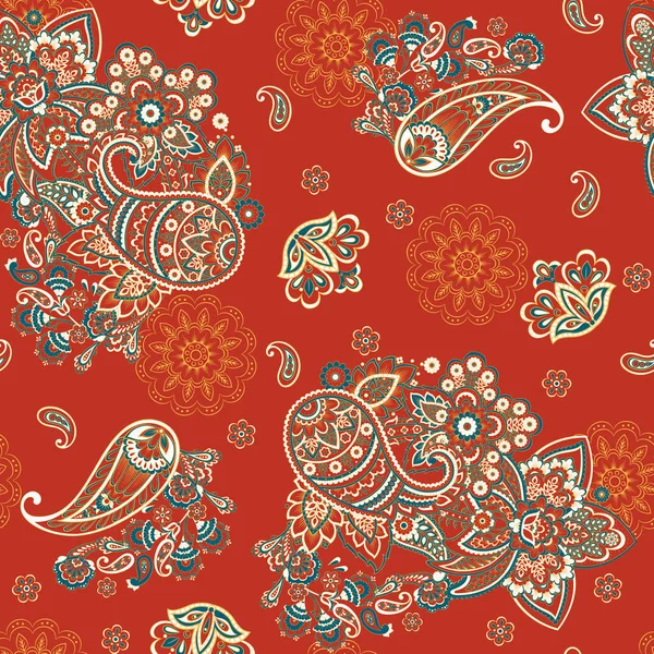 Paisley Seamless Pattern Fabric Design — 图库矢量图片