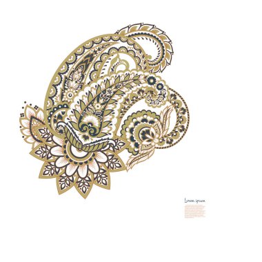 Paisley isolated. Card with paisley isolated for design. Paisley vector pattern. Embroidery floral vector pattern.